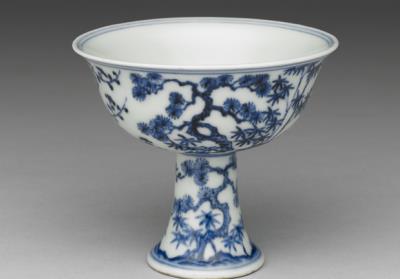 图片[2]-Stem cup with underglaze-blue decoration of pine, bamboo, and plum, Hsuan-te reign (1426-1435), Ming dynasty-China Archive